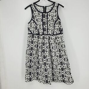 Motherhood Honeycomb Floral Print Black and White Zip-up Dress Size Med
